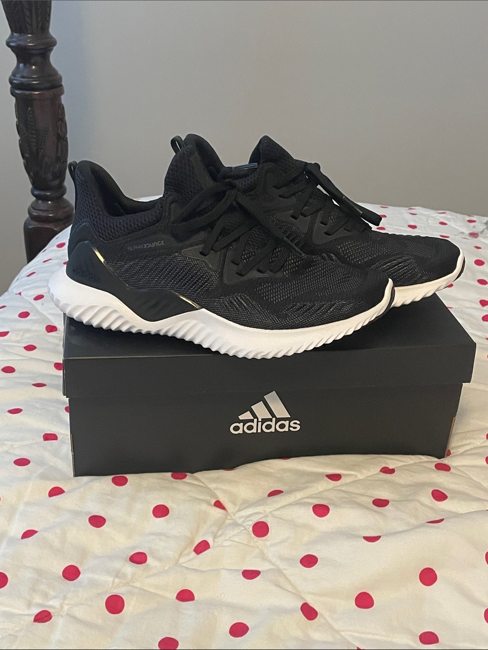 adidas Black and White Running Sneakers with Subtle Gold Trim